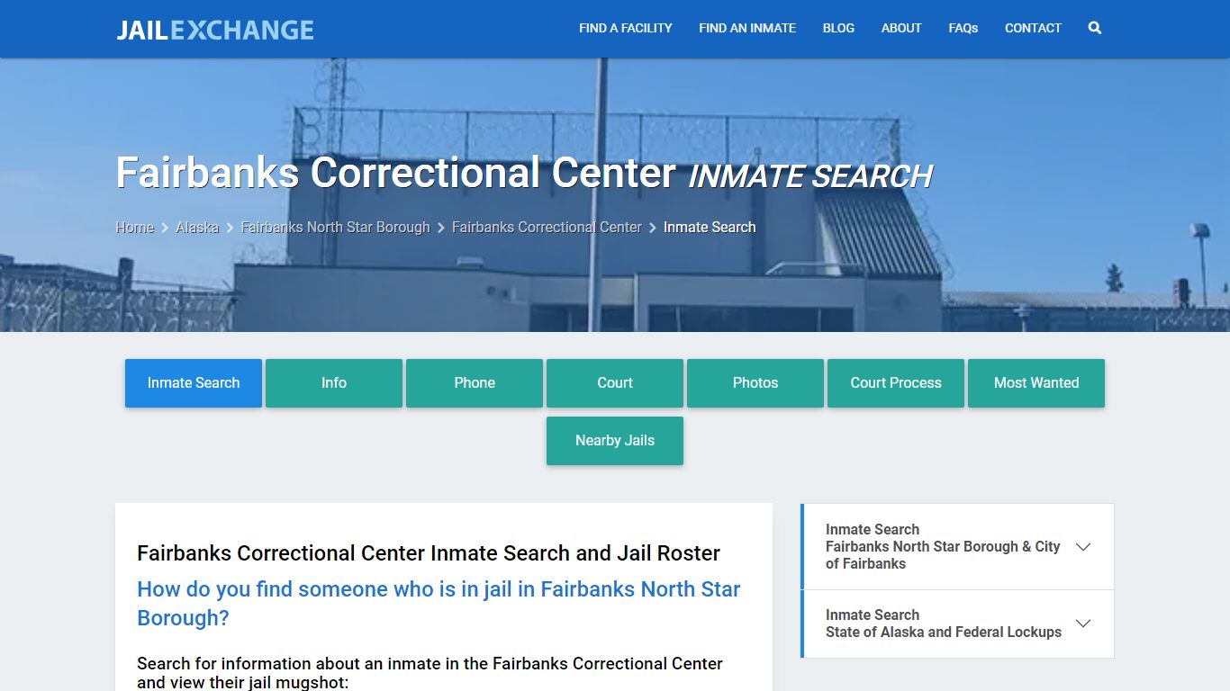 Fairbanks Correctional Center Inmate Search - Jail Exchange